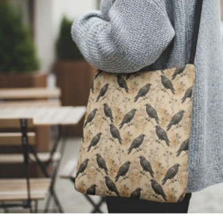 Bolsa Ajustável Vintage Crow Pattern Crossbody Bag