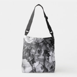 Bolsa Ajustável Vintage Floral Skull Black & White