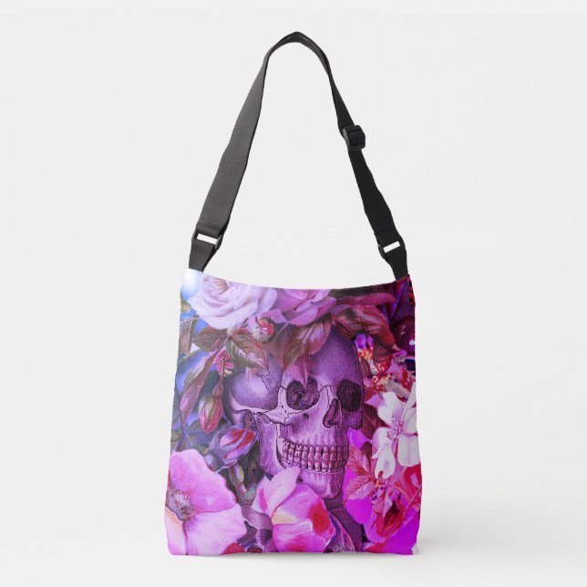 Bolsa Ajustável Vintage Floral Skull Vibrant (Frente)