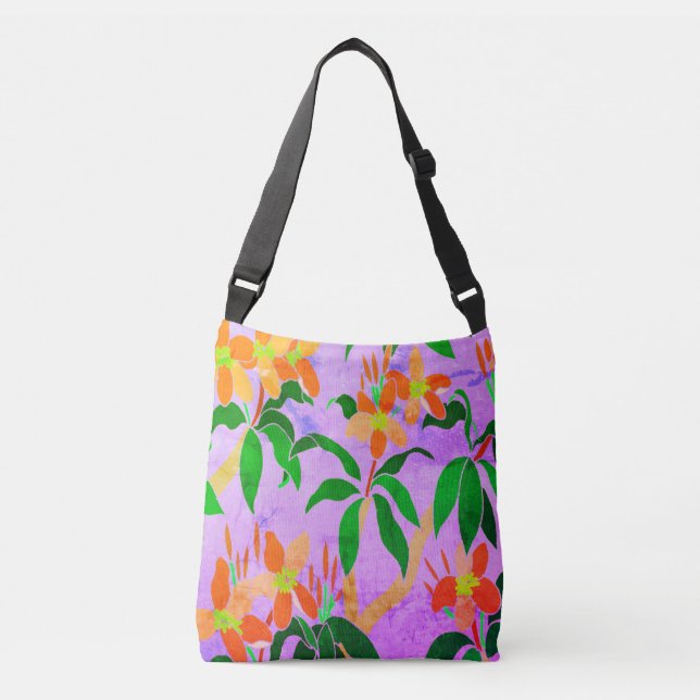 Bolsa Ajustável Vintage Frangipani Crossbody (Frente)