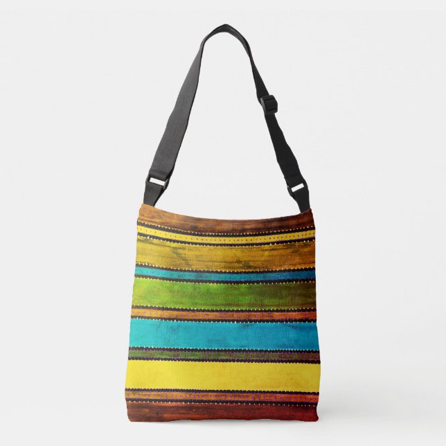 Bolsa Ajustável Vintage Guatemala Rainbow Crossbody Bag (Frente)