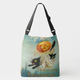 Bolsa Ajustável Vintage Halloween Pumpkin Fantasmas e Gatos Negros