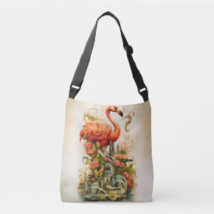 Bolsa Ajustável Vintage Natural Flower Flamingos Paradise