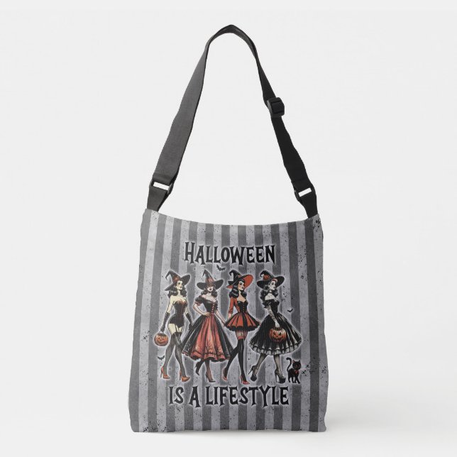 Bolsa Ajustável Vintage Pin-up Halloween Witches (Frente)