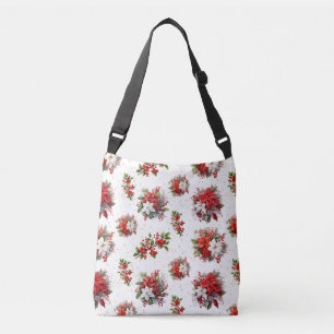 Bolsa Ajustável Vintage Poinsettias E Holly Christmas White