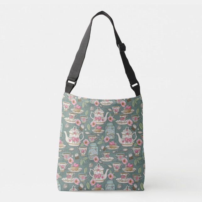 Bolsa Ajustável Vintage Tea Party Crossbody Bag (Frente)