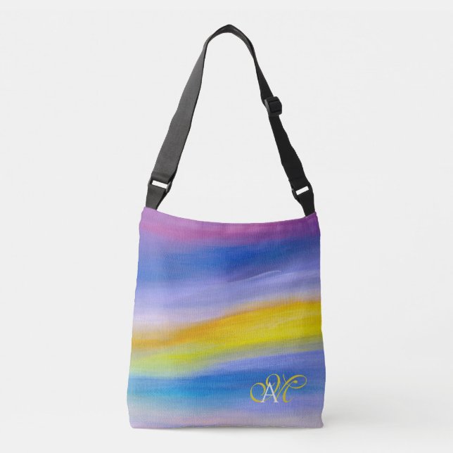 Bolsa Ajustável Violeta e Raio Dourado Abstrato (Frente)