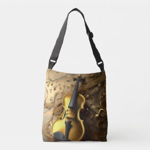 Bolsa Ajustável Violina Dourada Vintage Nos Cordos Musicais Dourad