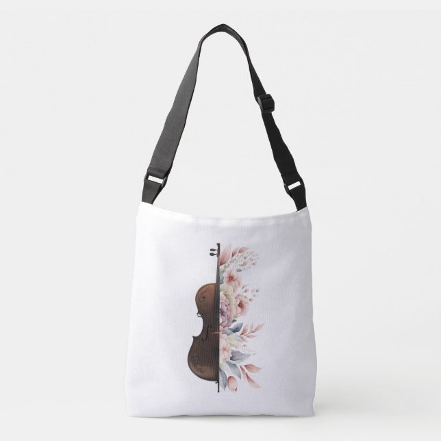 Bolsa Ajustável Violino com flores. (Frente)