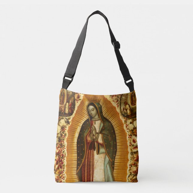 Bolsa Ajustável Virgem de Guadalupe Nossa Senhora Mãe Mary Crossbo (Frente)