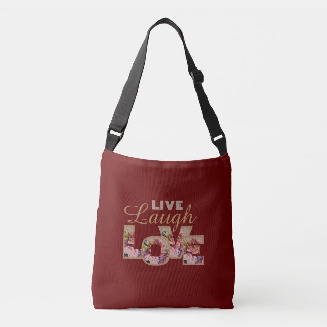 Bolsa Ajustável Viva, Ria, Ama Floral Rústico em Borgonha (Frente)