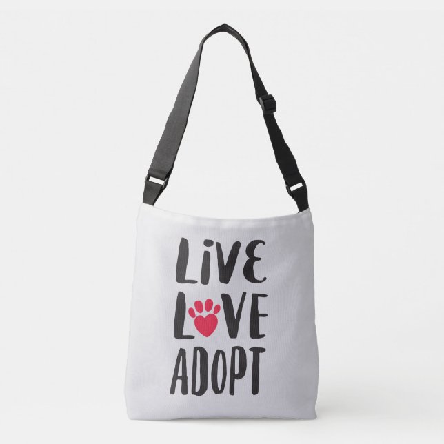 Bolsa Ajustável Vivo. Amor. Adote a adopção do animal de estimação (Frente)
