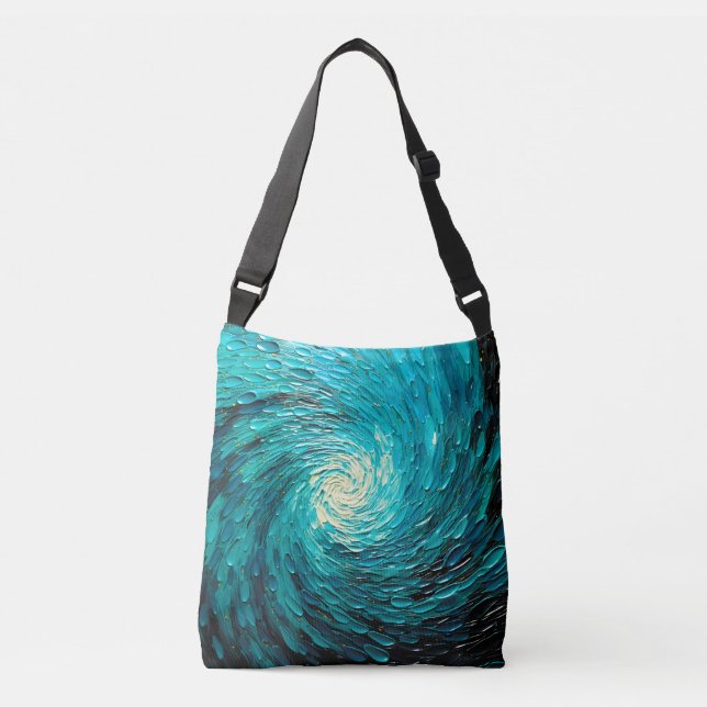 Bolsa Ajustável Vórtice Abstrato de Oceano Turquesa (Frente)