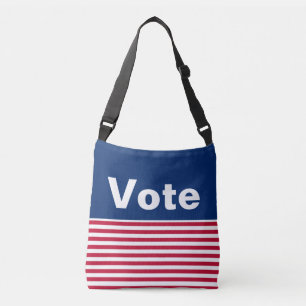 Bolsa Ajustável Votar Branco Vermelho e Azul com Strips Patriótico