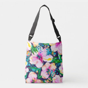 Bolsa Ajustável Wanderer Watercolor Floral Rosa e Azul