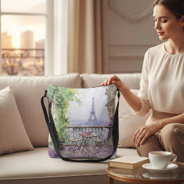 Bolsa Ajustável Watercolor Eifel Tower Paris Café Francês