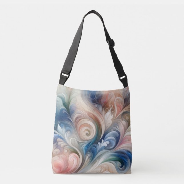 Bolsa Ajustável Watercolor Fantasy Floral Pastel Blue & Cream (Frente)