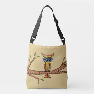 Bolsa Ajustável Whimsical Fantasy Colorful Owl no Ramal das Árvore