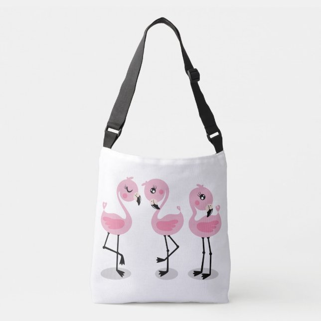Bolsa Ajustável Whimsical tropical flamingos (Frente)