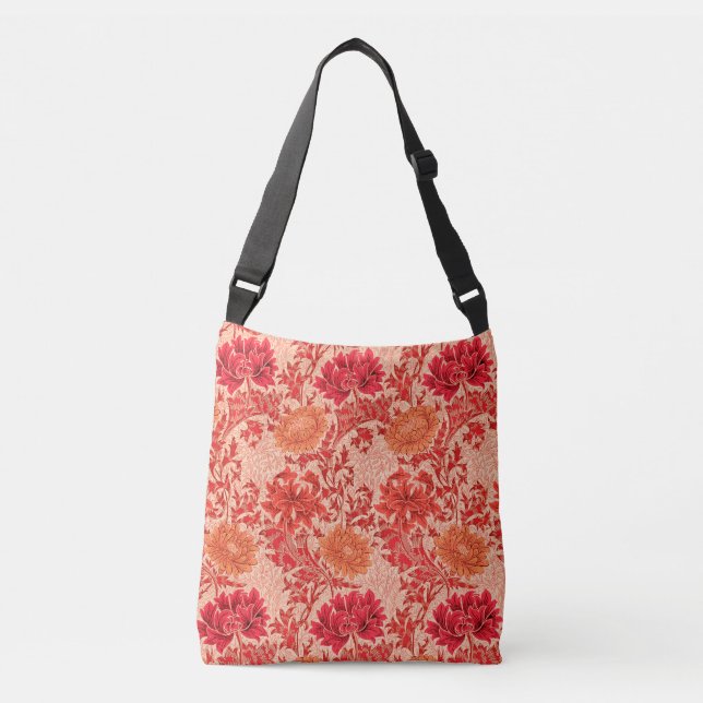 Bolsa Ajustável William Morris Chrysanthemums, Coral Orange (Frente)