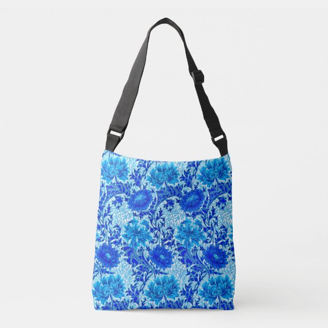 Bolsa Ajustável William Morris Chrysanthemums Shades de Denim Blue (Frente)