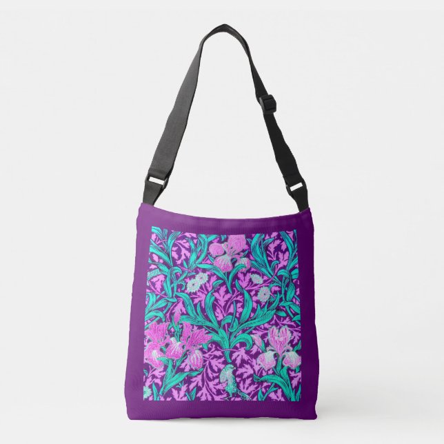 Bolsa Ajustável William Morris Irises, Ametista Roxo (Frente)