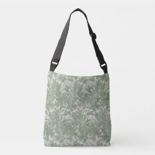 Bolsa Ajustável William Morris Verde Sage Padrão de Tulipa: Vintag