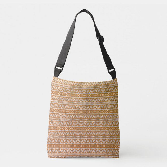 Bolsa Ajustável Wool Cross Stitch Knit Knit Padrão de Natal | (Frente)