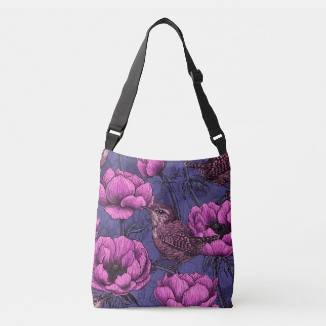 Bolsa Ajustável Wrens no jardim de anêmonas (Frente)