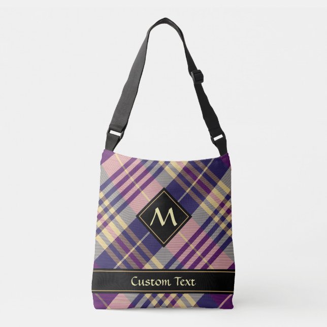 Bolsa Ajustável Xadrez azul, dourado e roxo (Frente)