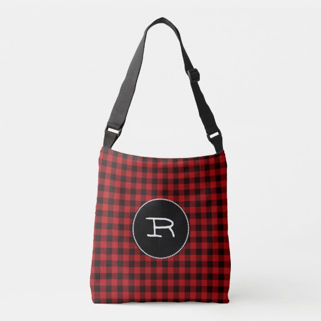 Bolsa Ajustável Xadrez de Buffalo Monograma, Tota Cruzada (Frente)