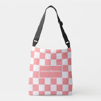 Bolsa Ajustável Xadrez de Pêssego com Nome 