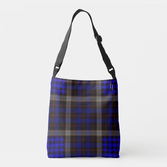 Bolsa Ajustável Xadrez de Tartan Vermelho Azul Negro (Verso)