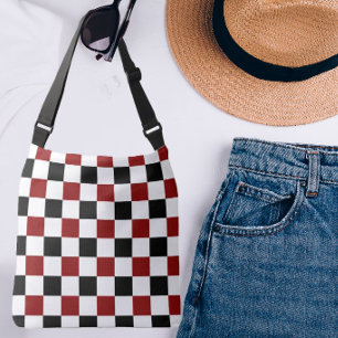 Bolsa Ajustável Xadrez Preto Vermelho Branco