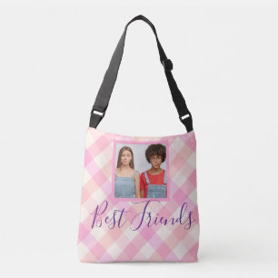 Bolsa Ajustável Xadrez rosa fotográfico dos melhores amigos