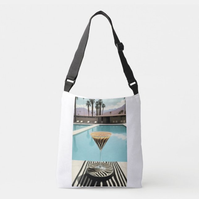 Bolsa Ajustável Zebra Themed Palm Primavera Piscina Retro Coquetel (Frente)