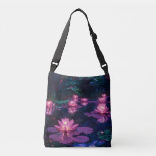 Bolsa Ajustável Zen à Meia-Noite Natureza Rosa Lago de Lótus