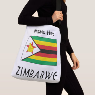 Bolsa Ajustável Zimbábue e Bandeira do Zimbábue com o Seu Nome Cru