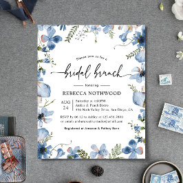 Bolsa Azul Floral Bridal Brunch Convite