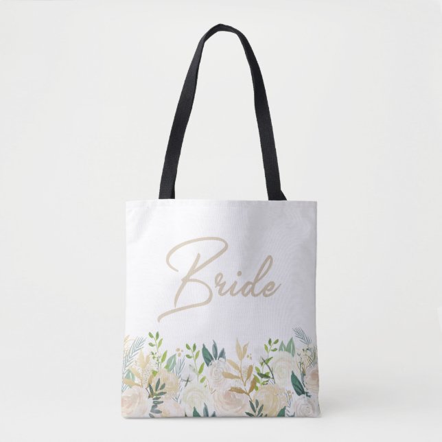 Bolsa Branco de Casamento Floral (Frente)