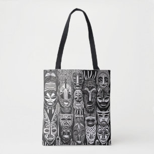 Bolsa Branco Negro Máscaras Tribais Africano