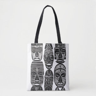 Bolsa Branco Negro Máscaras Tribais Africano