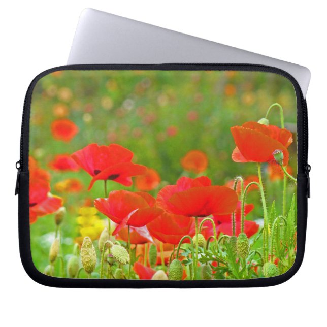 Bolsa capa para computador laptop Flores de Papoul (Frente)
