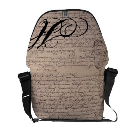 Bolsa Carteiro Escrita em Vintage de Documento Francês Antigo Mon