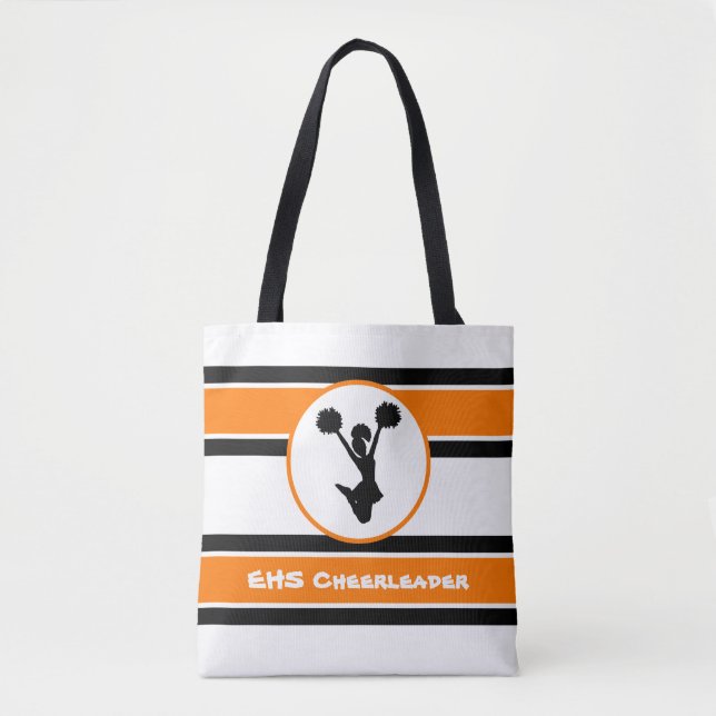 Bolsa Cheerleader Preto E Laranja Personalizado (Frente)