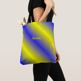 Bolsa Clássico com tiras Douradas Azul Amarelo