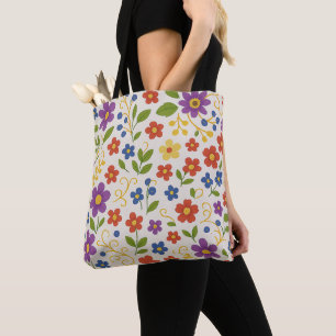 Bolsa Colorida de Flores em Tote