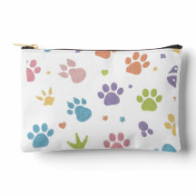Bolsa com Fecho Eclair de Estampa de Pegadas Color