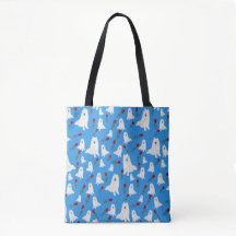 Bolsa com Samoyeds no Sky Blue.