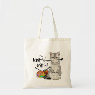 Bolsa de algodão com saco de tricô de gato com alç